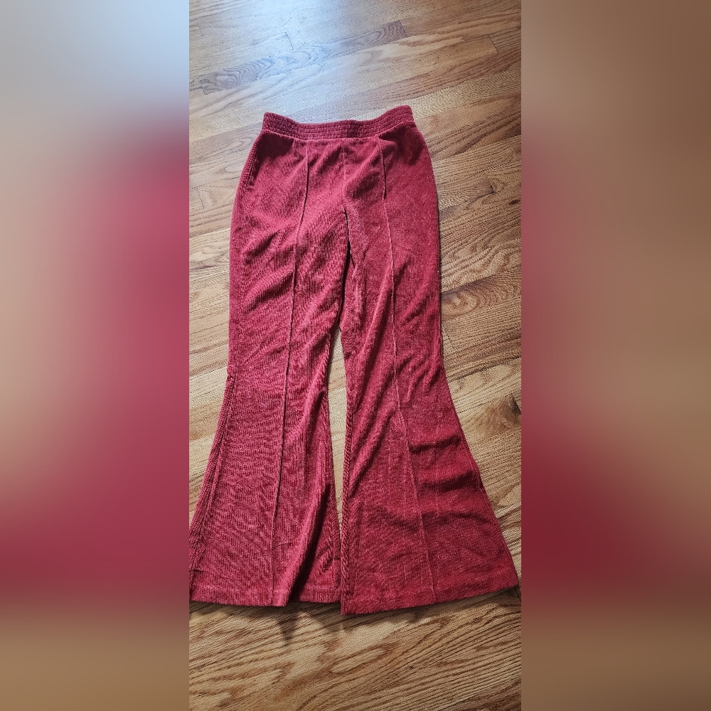 aerie Brick Red Corduroy Flare Leggings